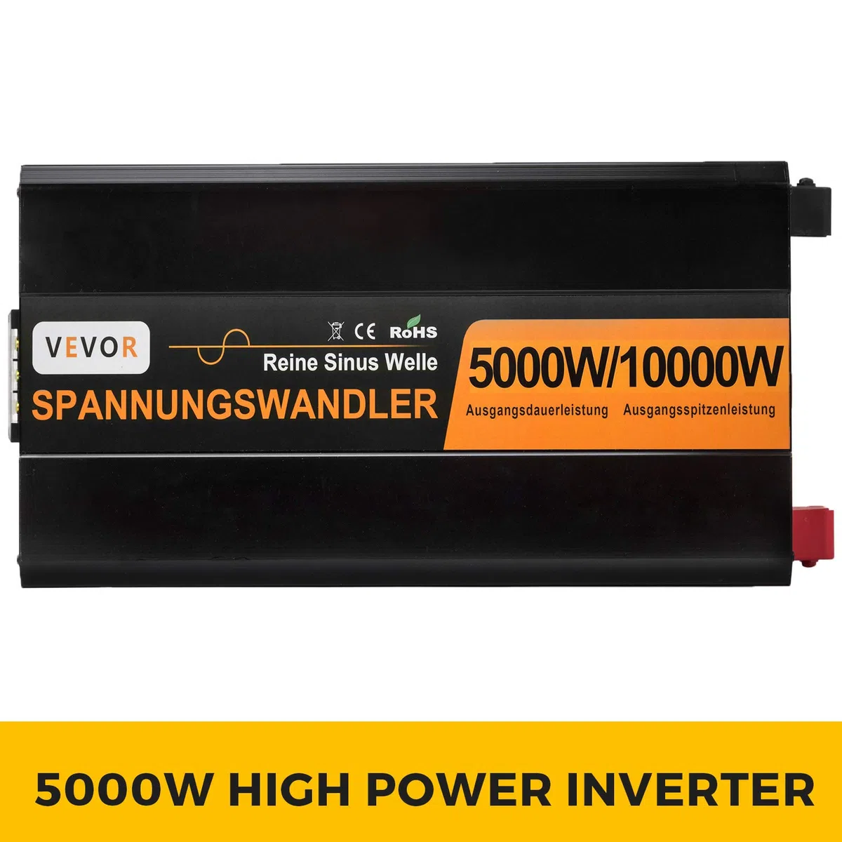 VEVOR 5000W 10000W reiner Sinus Wechselrichter Spannungswandler DC 24V auf 230V AC LCD Display USB Hochgeschwindigkeitskühlventilator Aluminium mit Kabelfernbedienung