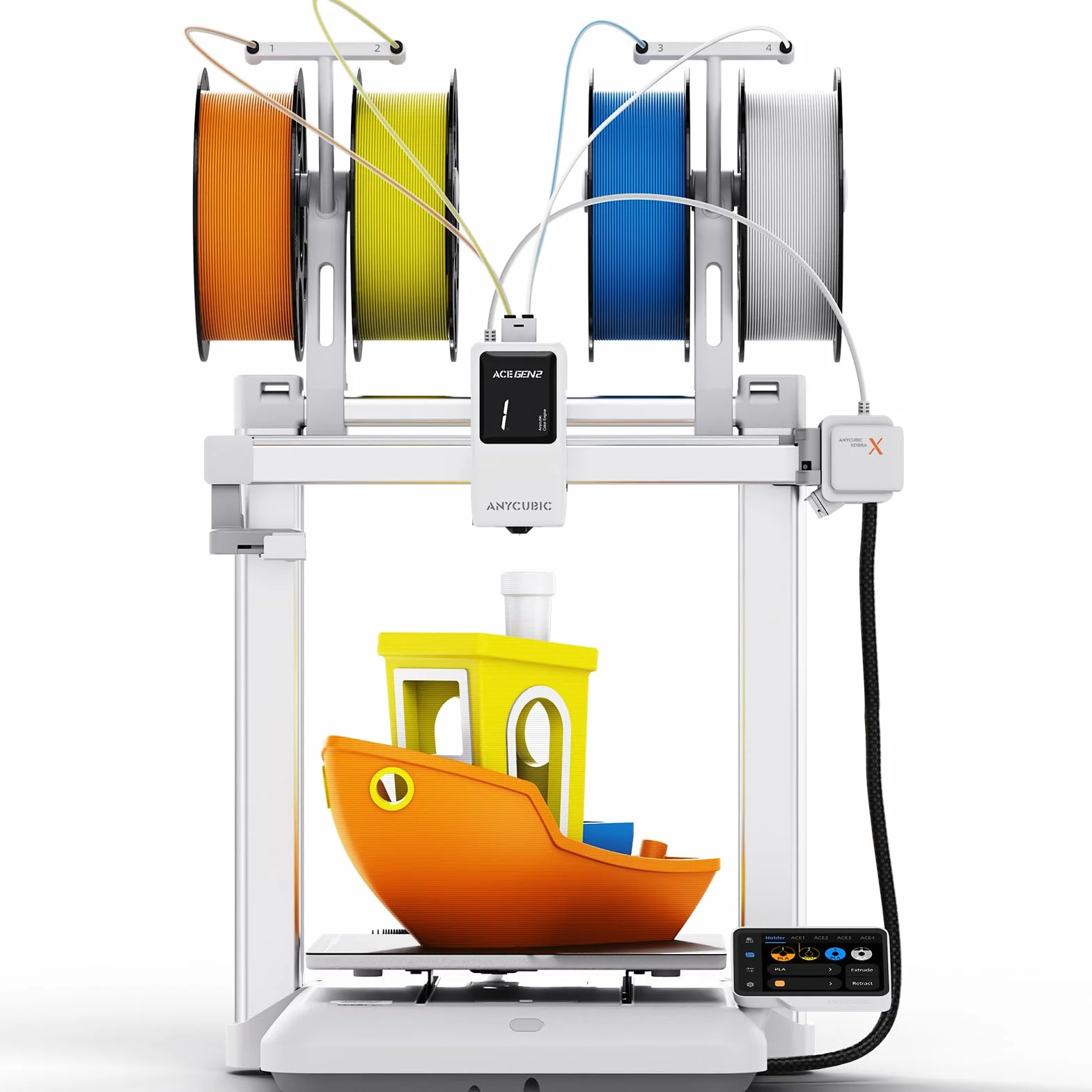 Anycubic Kobra X 3D Drucker, 600 mm/s Schnelles Drucken, Adaptive Extrusionskraft Druck von weichem und hartem Filament, Intelligentes Drucken per Fernzugriff, 4 Farbdruck für Anfänger