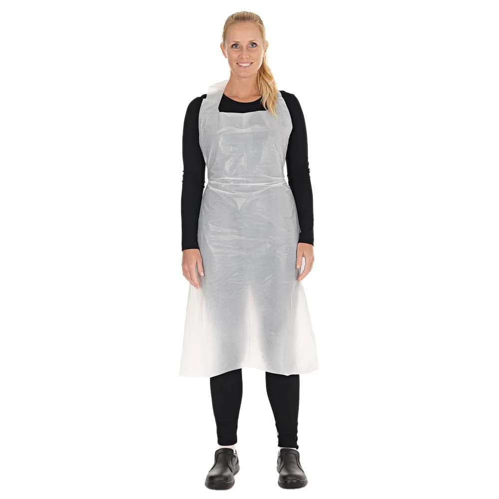 FRANZ MENSCH 500 Stück Hygonorm Einwegschürzen ca. 33 my | LDPE, weiß, 33my, L: 125cm, B: 75cm, Karton, Einwegschürzen, Plastikschürzen, Einmalschürzen
