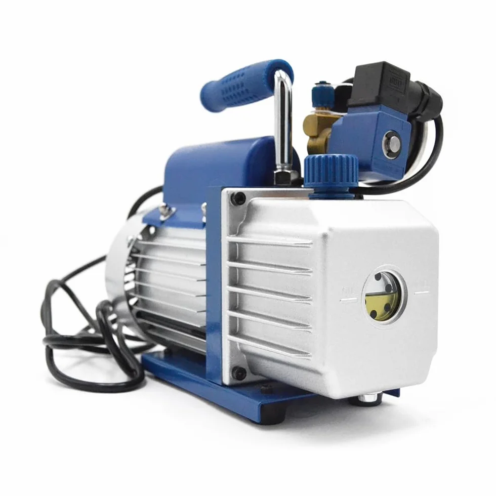 3S SuperSamaStore Einstufige Vakuumpumpe 42 Liter/Minute mit Magnetventil, Vakuummeter und Ergonomischem Griff, Inklusive Öl und Schuko-Stecker, Modell VPME42