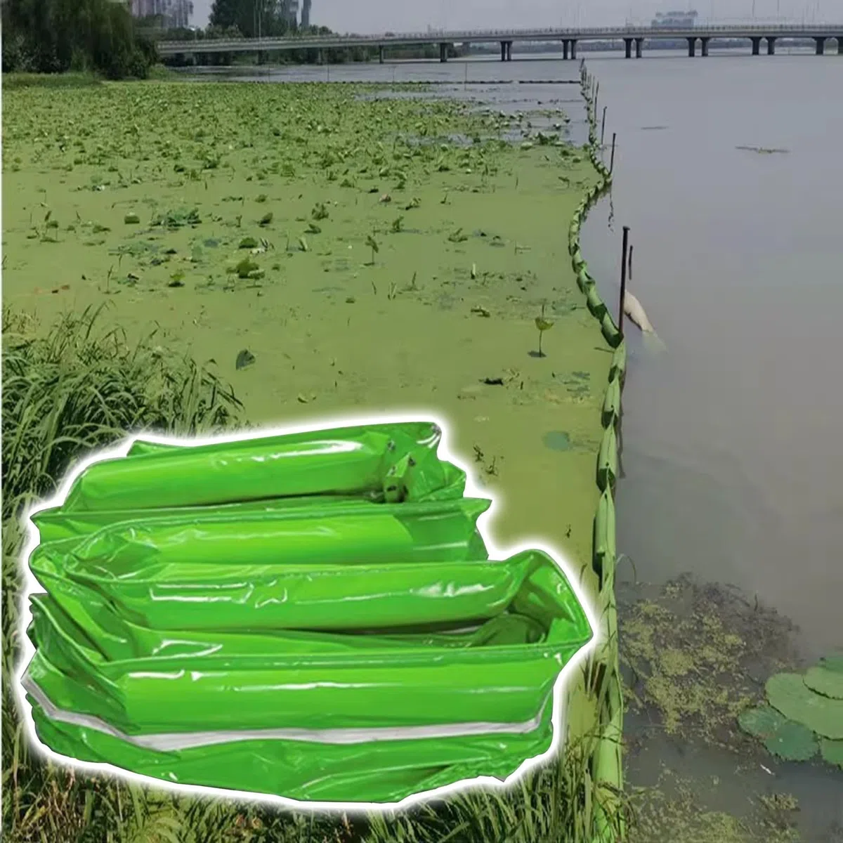 Meeröl-Containment-Boom, anpassbarer Wasserabfallschutz für Ölflecken, Seetang und Müll, schwimmende PVC-Ölsperre mit Zubehör zur Vermeidung von Verschmutzung
