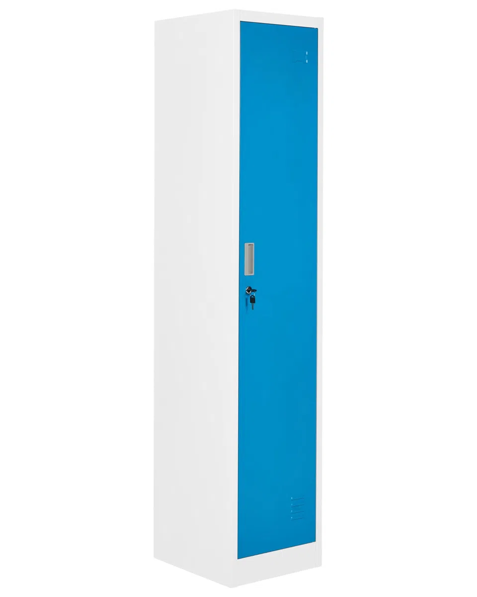 Einzelspind Umkleideschrank 1-türig Metall weiß / blau abschließbar Athlete