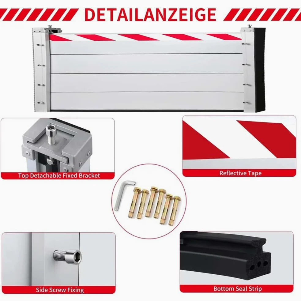 Hochwasserschutzbarriere Aluminium-Hochwasserschutzwand Hochwasserschutz Barriere Tur Garagentor Dichtung Hochwasserschutz Barriere Wiederverwendbare Wasserbarrieren HXQSL(95x60cm)