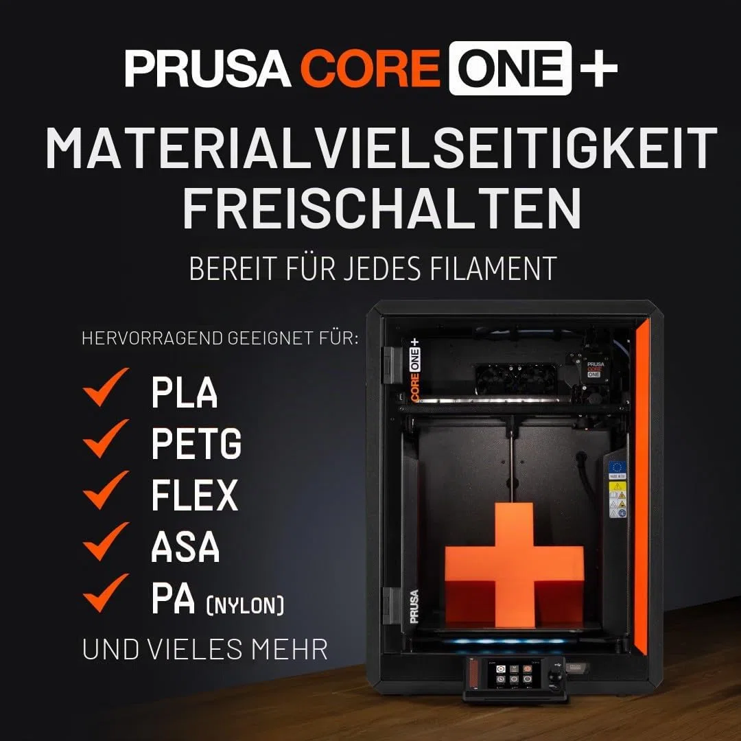 Original Prusa CORE One+ FERTIG MONTIERT – CoreXY High-Speed Profi-3D-Drucker für Hobby & Industrie Vollverkleidet mit aktiver Temperaturregelung Offline-Modus & 25x22x27cm Bauraum