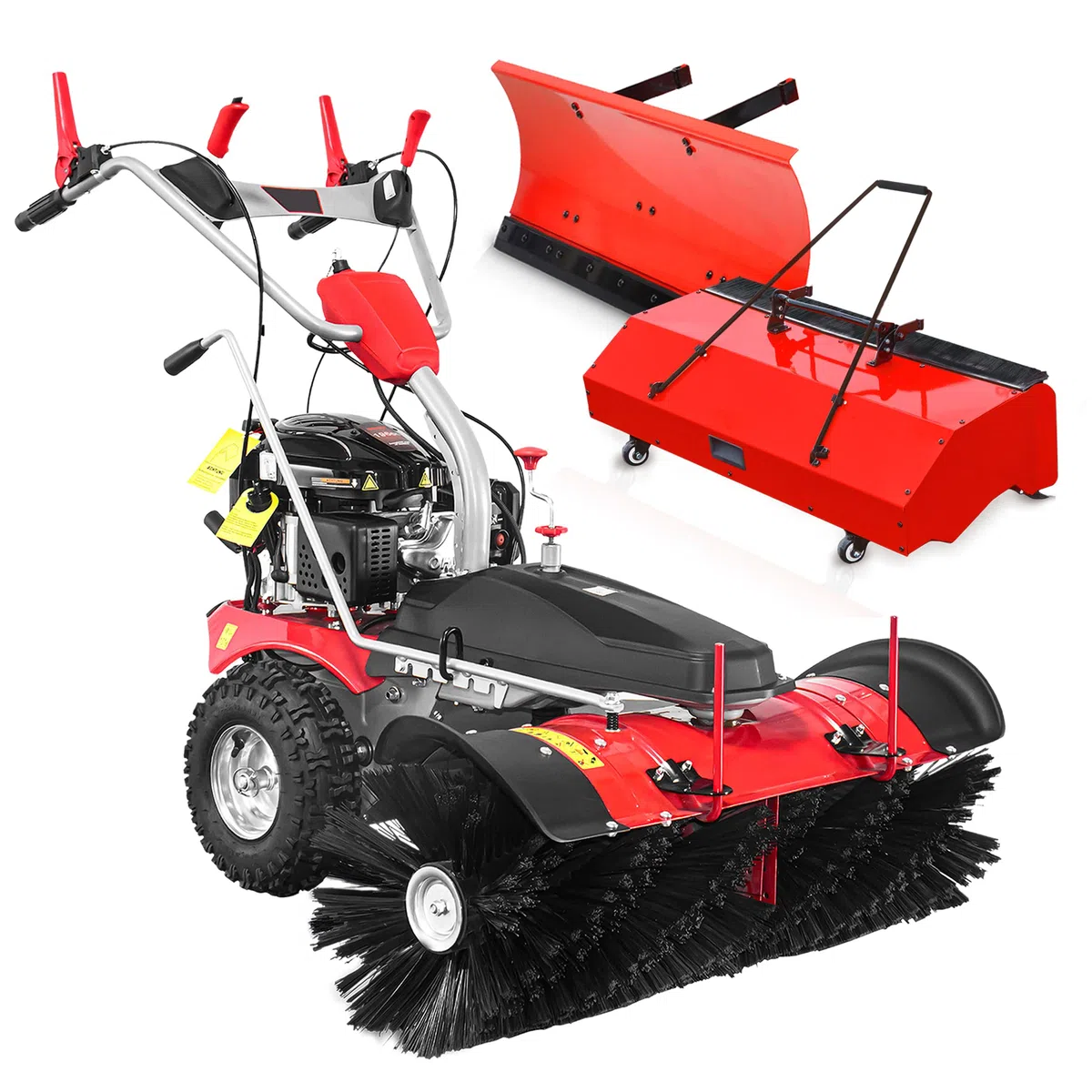 Modell 2026 - PowerPac Typ MK100 - Kehrmaschine Motorbesen Schneeschieber ELEKTROSTART 6,5PS inkl. Schneeketten