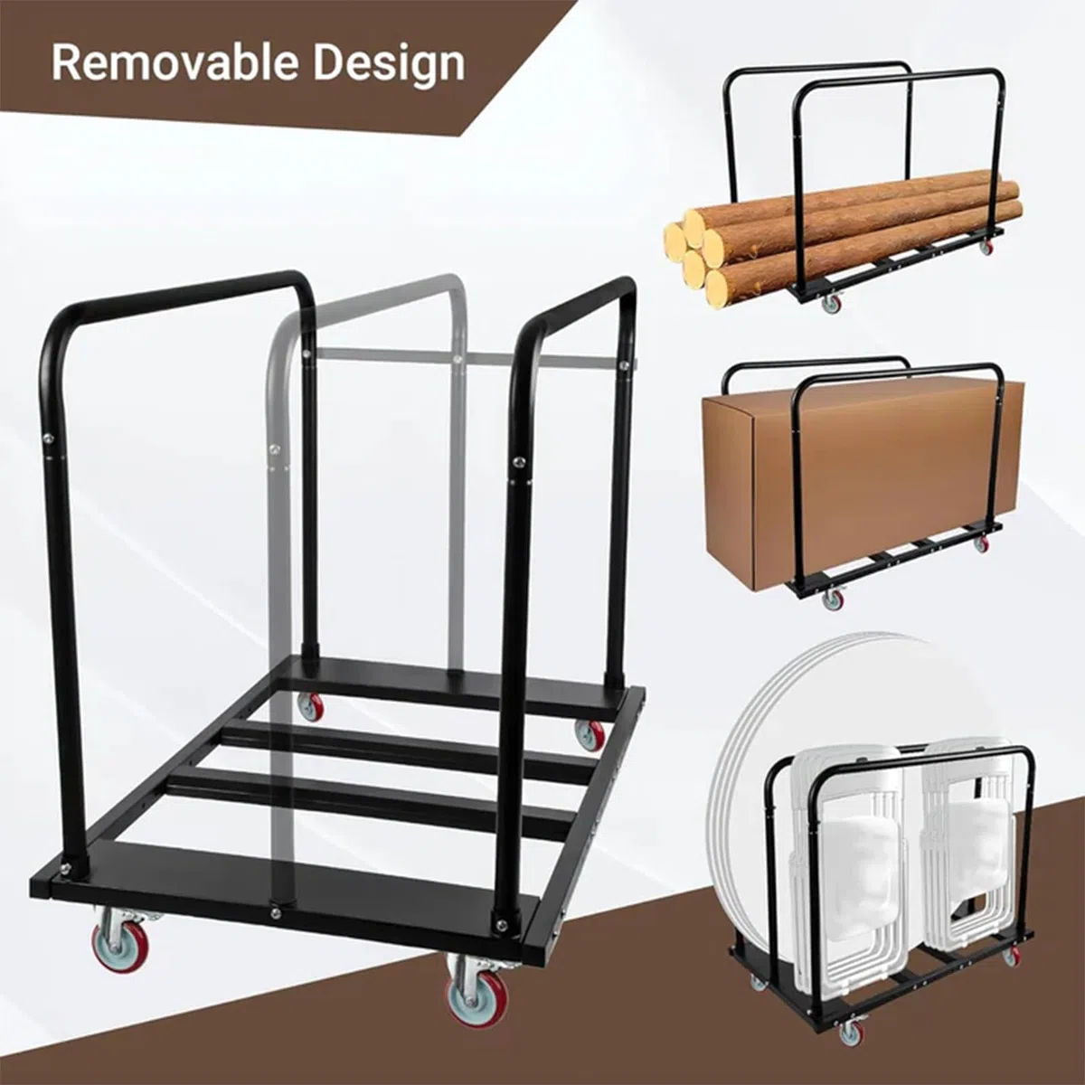 Plattenwagen, 816 kg, Transportwagen Mit 12,7 cm Lenkrollen, Plattenroller, Rohrbügelwagen Mit Zurrgurt, Transporthilfe Für Fabrik, Lager, Garage