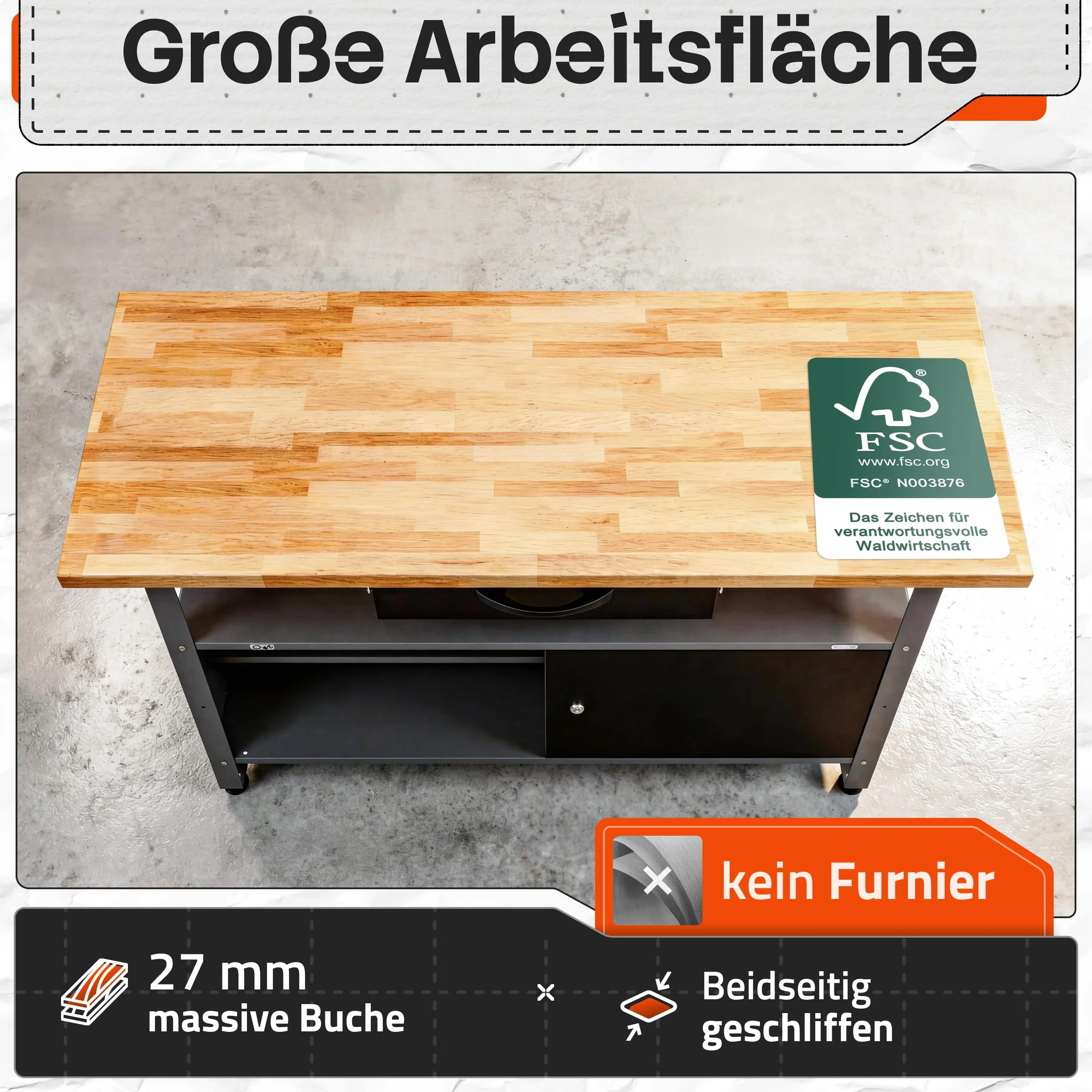 Ondis24 Werkstatteinrichtung Klaus, Metall, 1 Werkstattschrank, Lochwand, Hakensortiment (Arbeitshöhe 85 cm, Schwarz)