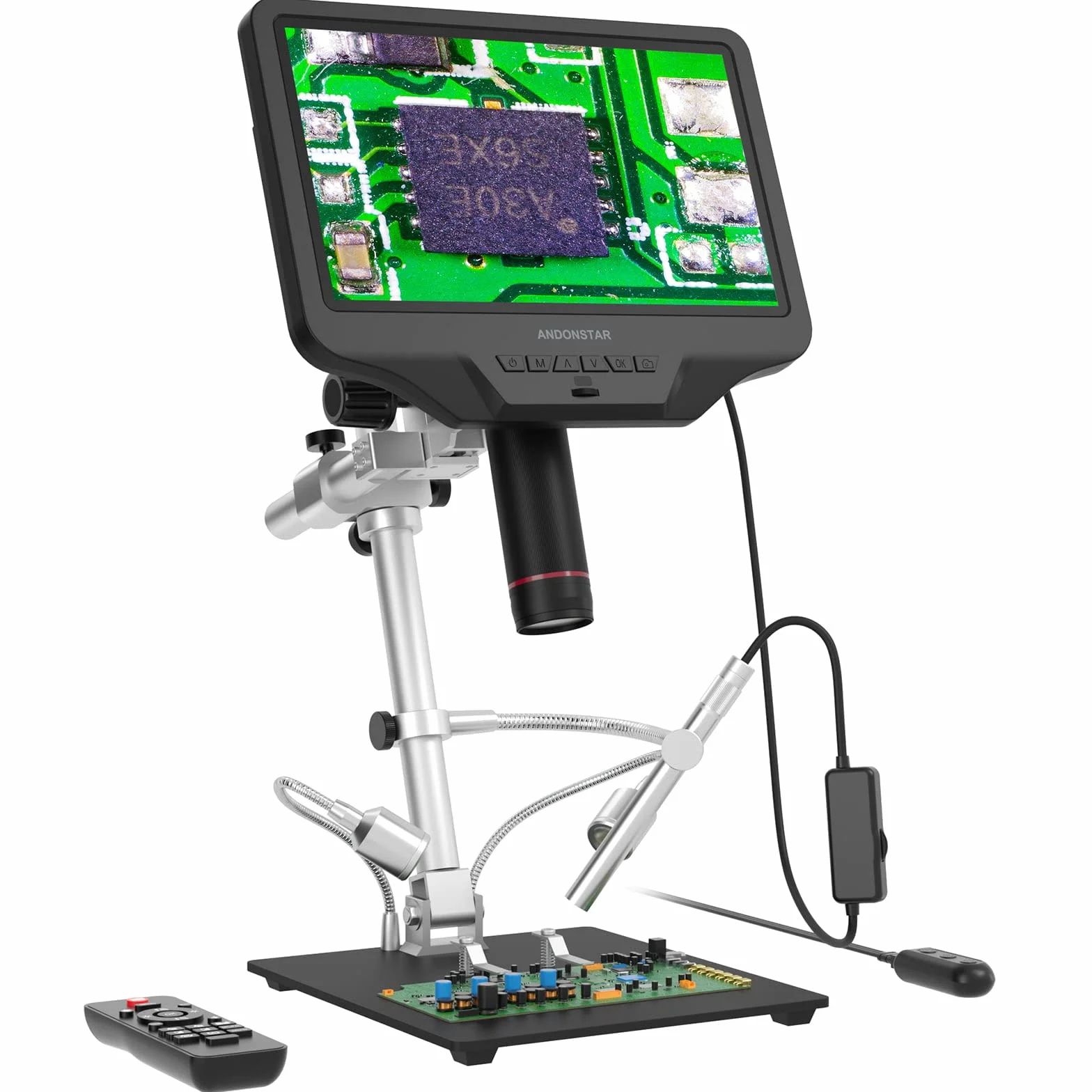 Andonstar AD409 Pro HDMI Digitales Mikroskop mit Endoskop, 10,1 Zoll LCD-Bildschirm Lötmikroskop, 300X USB Elektronische Mikroskopkamera für PCB-Löten, Münzsammlung, unterstützt Windows PC