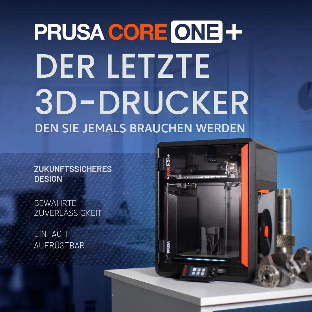 Original Prusa CORE One+ FERTIG MONTIERT – CoreXY High-Speed Profi-3D-Drucker für Hobby & Industrie Vollverkleidet mit aktiver Temperaturregelung Offline-Modus & 25x22x27cm Bauraum