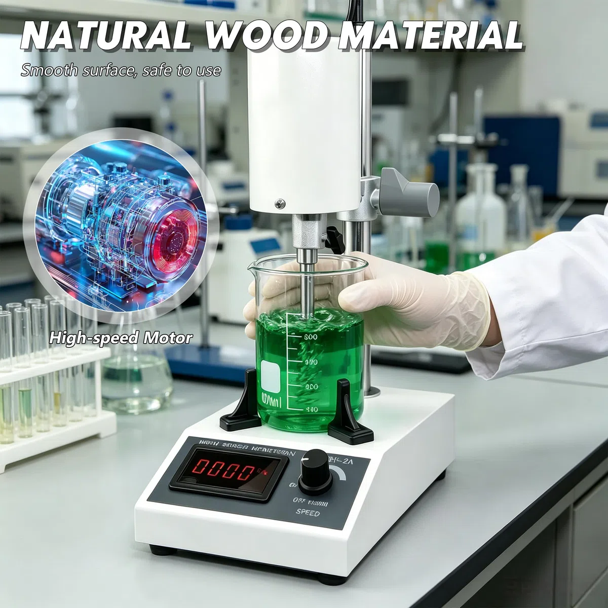 Hochgeschwindigkeits-Homogenisator 8000 bis 22000 U/min Einstellbar 5-1000ML Homogenizer mit 4 Messbecher Labor Emulgator mit Digitalanzeige für Medien Zelldispersion Kosmetik Lebensmittel