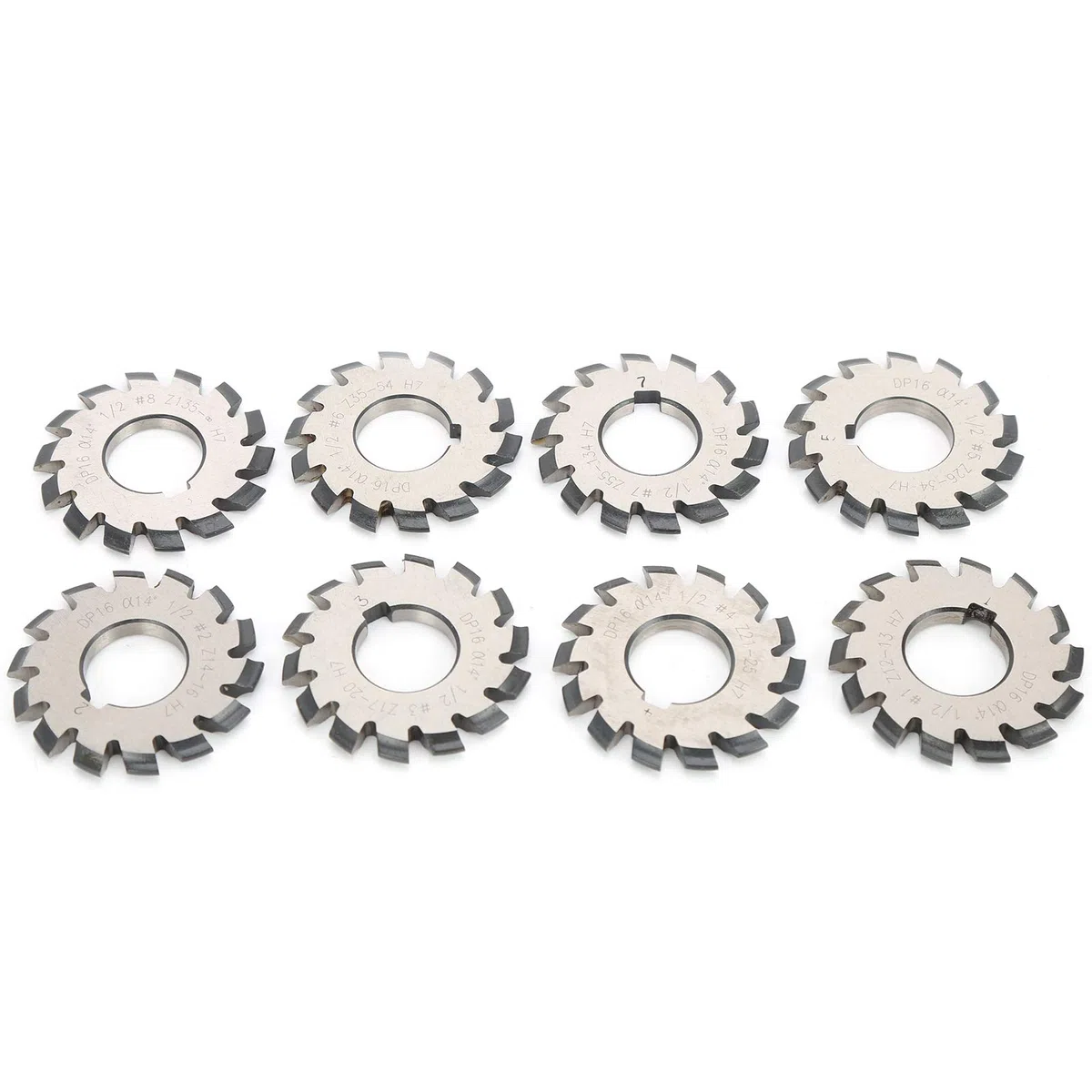 Zahnradfräser, 8-teiliges Evolventenzahnradfräser-Set, Schnellarbeitsstahl-Schneidwerkzeuge 14,5 55 Mm 22 Mm für Evolventengetriebe, Evolventenzahnradfräser