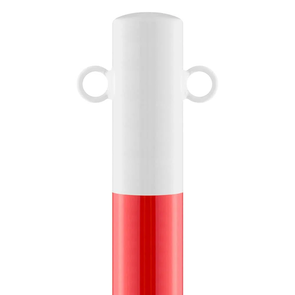 ROBUSTO Kettenpfosten-Set STAHL, rot/w, Ø 6 cm, 100 cm, Art.-Nr. 37137 | Kettenpfosten | Absperrpfosten | Absperrkette