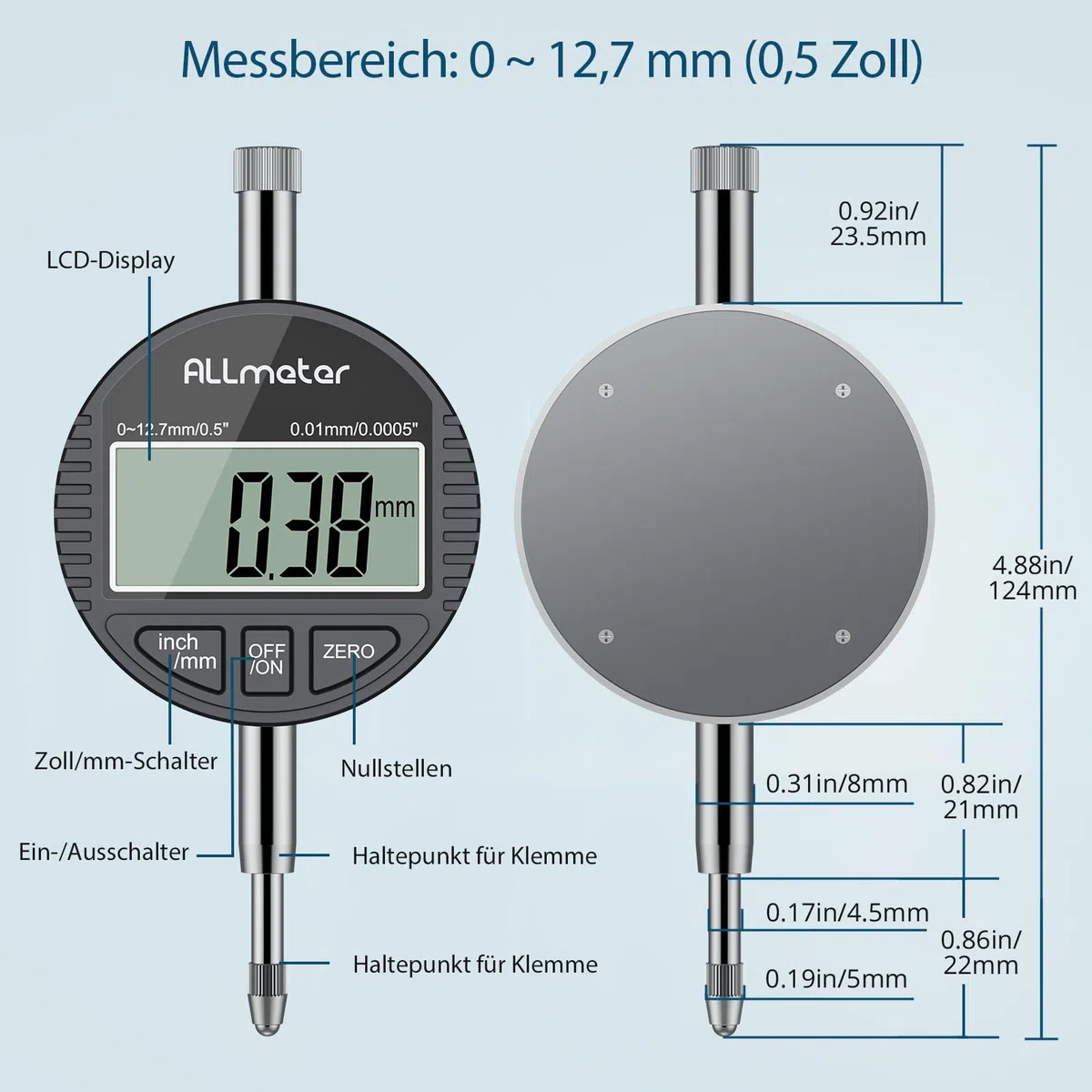 Digitales Bohrungsmessgerät 18-160mm – Präzises Innenmessgerät mit LCD-Messuhr, 0,01mm Genauigkeit, tiefes Messen bis 150mm, inkl. Zubehör & ABS-Box
