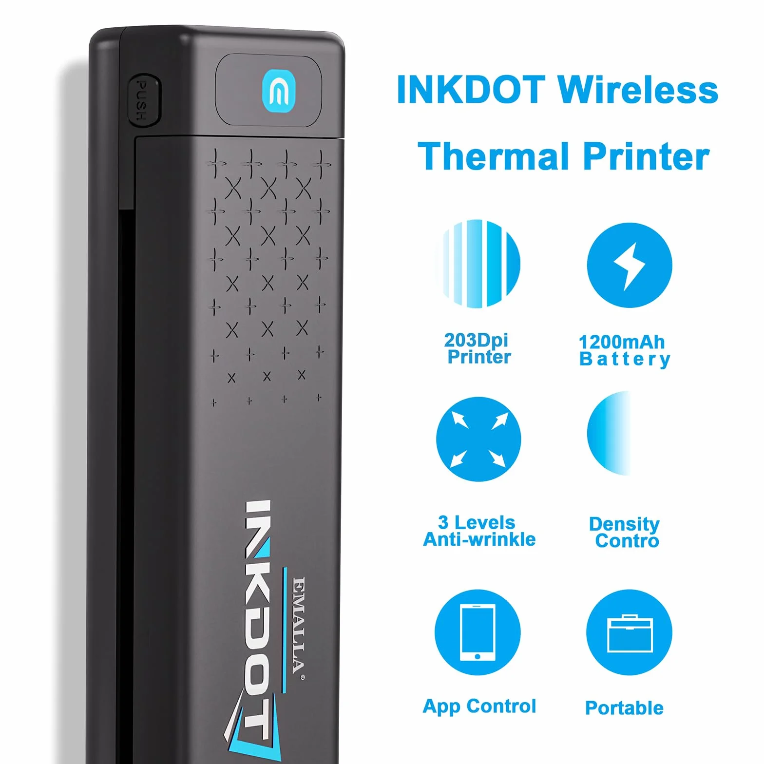 Emalla INKDOT Tattoo Stencil Drucker, Bluetooth Thermal Drucker Maschine | 203DPI High-Resolution Wireless Transfer Tattoo Maschine Smart App Protable für Künstler, iOS und Windows