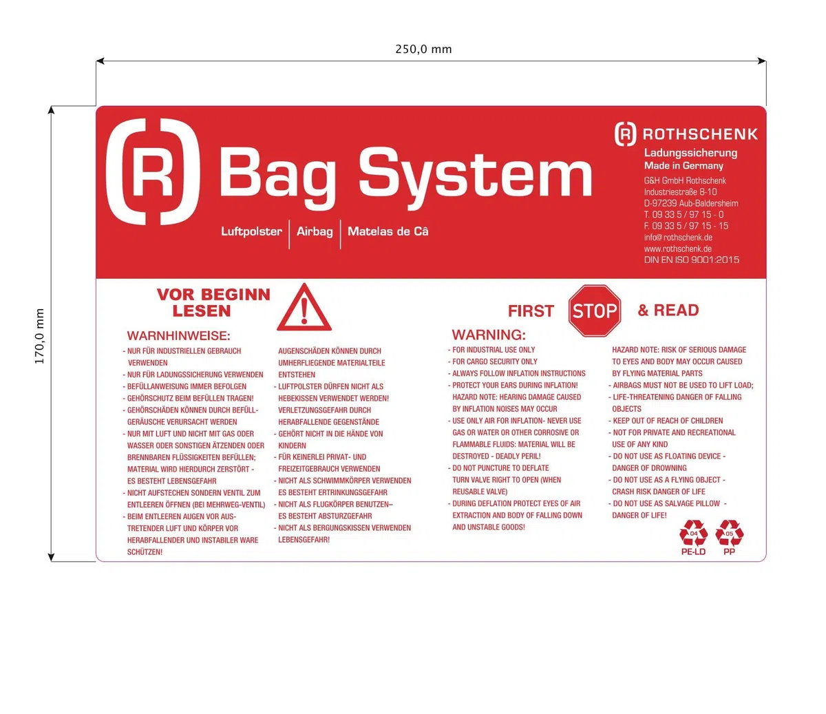 (10x) Rothschenk | Stausack RED LINE Level 1 | 1.200 x 1.800 mm | Staupolster zur Staulückenschließung in der Ladungssicherung