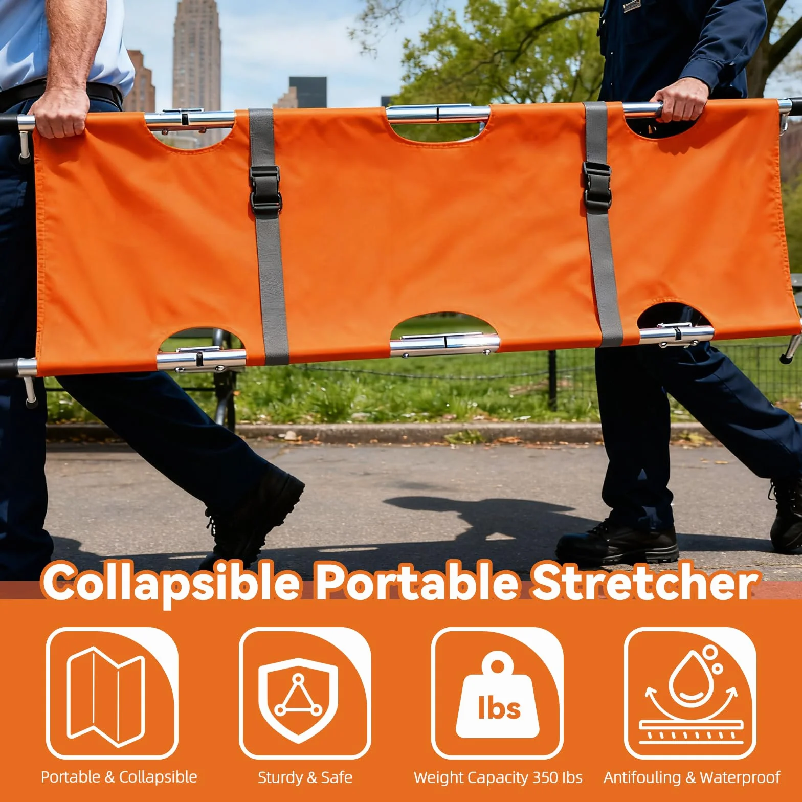 LIROPAU Krankentrage, 210 * 54cm Mobile Patiententrage aus Aluminium mit Schnallen, Klappbare Trage With Storage Pouch für den Notfall-Patiententransport