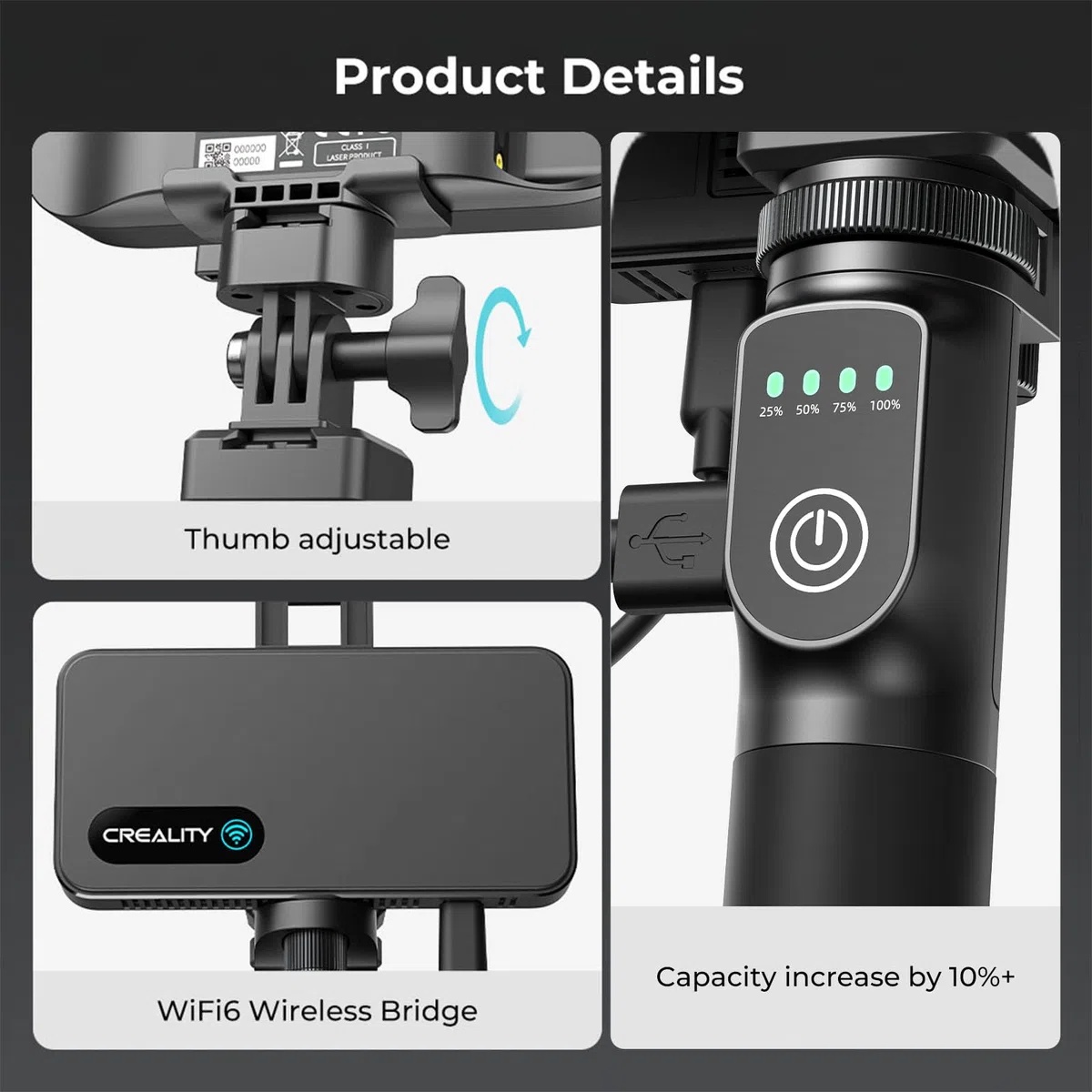CREALITY 3D-Scanner Cr-Scan Ferret Wireless Scaning-Kit, WLAN6-Wireless-Brücke, Kapazitätssteigerung um 10%+, intuitive Indikatoren und geringem Stromverbrauch Ferret/Ferret SE