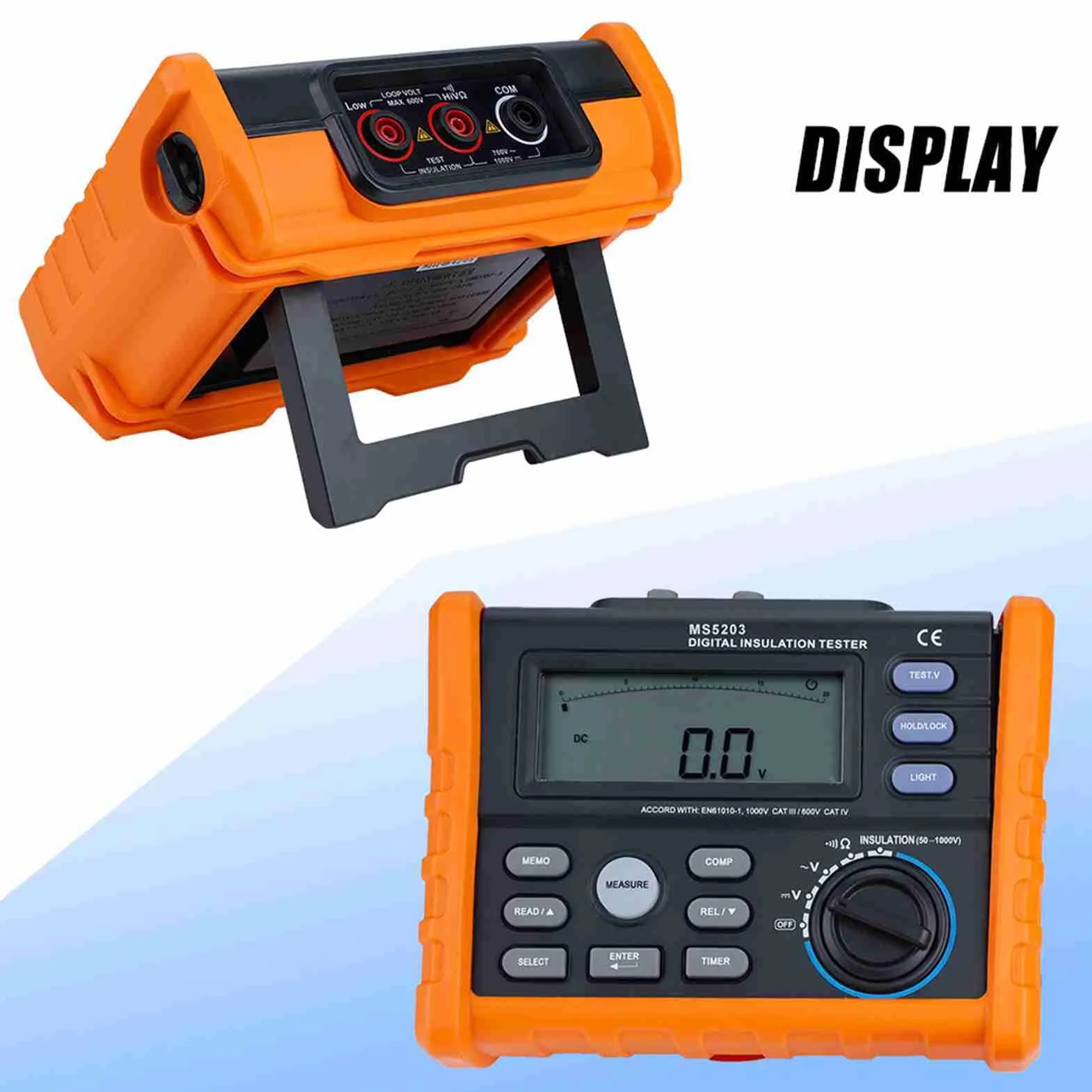 Digital Megohmmeter PM5203, Isolationswiderstandstester 50-1000V mit Analog-Display, Automatische PI/DAR-Berechnung, für Wartung von Motoren & Transformatoren (Elektriker/Servicetechniker)