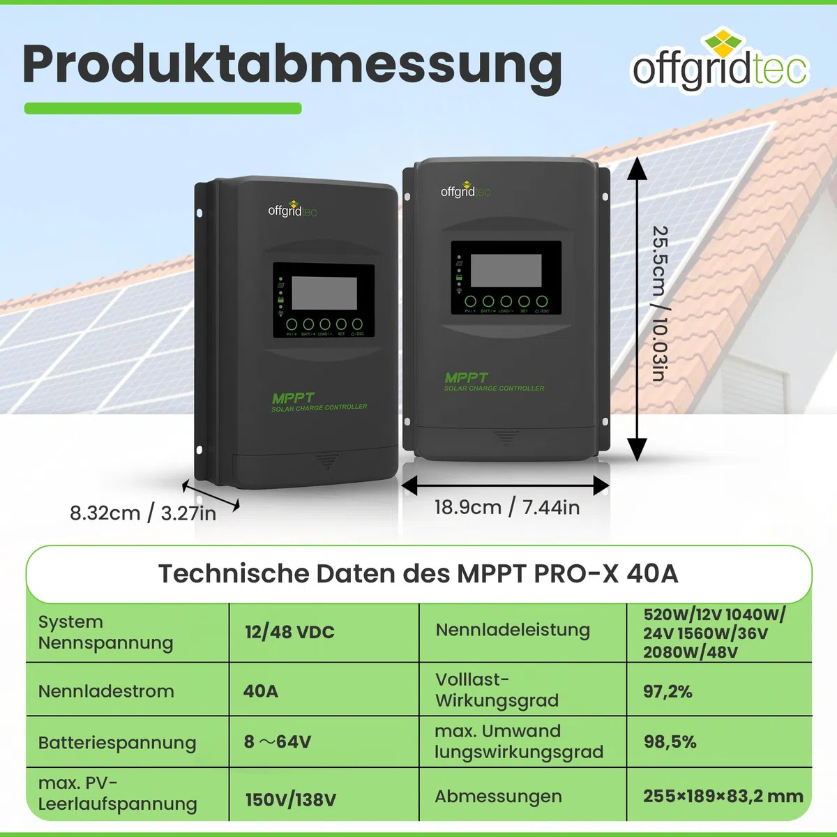 Offgridtec MPPT PRO-X 40A Laderegler 12V - 48V