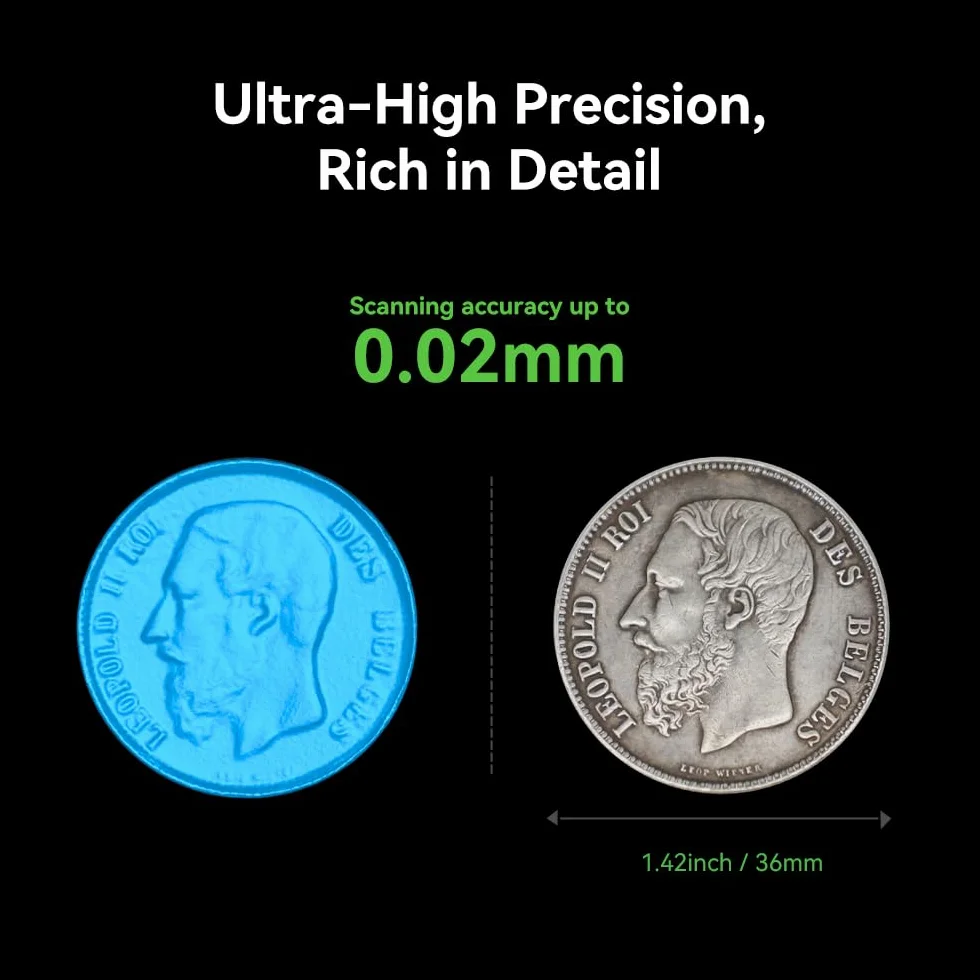 Creality CR-Scan Otter 3D Scanner, Vierlinsiges Stereosystem für 10-2000mm Objekt/Körper/Gesicht Vollfarbscannen, Bis zu 0,02mm Genauigkeit 20fps Geschwindigkeit (MacOS/Windows)