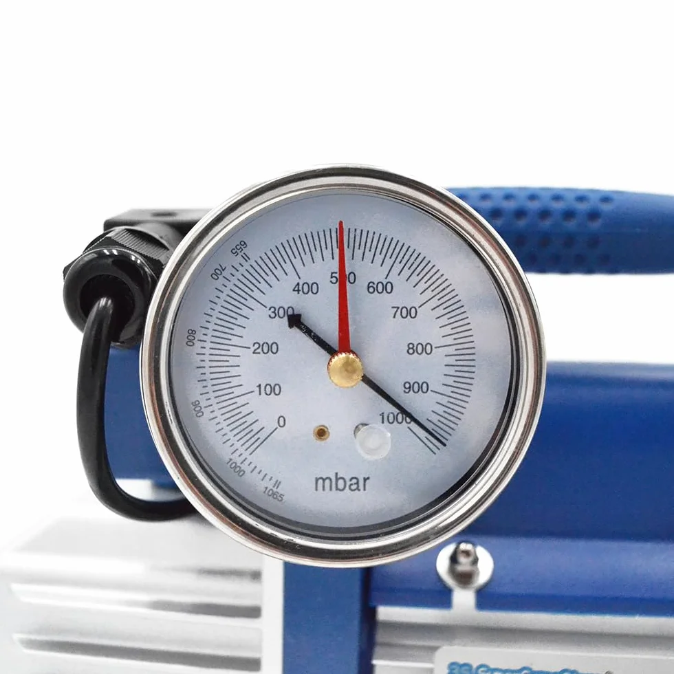3S SuperSamaStore Einstufige Vakuumpumpe 42 Liter/Minute mit Magnetventil, Vakuummeter und Ergonomischem Griff, Inklusive Öl und Schuko-Stecker, Modell VPME42