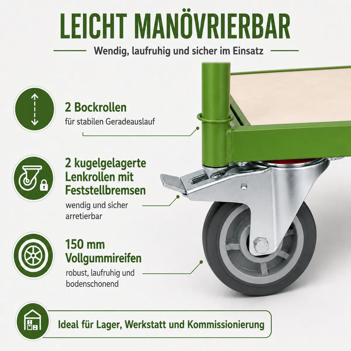 TRUTZHOLM Etagenwagen Tragkraft 250 kg Stahlrahmen 2 Etagen höhenverstellbar pannensichere Vollgummiräder mit 2 Feststellbremsen Transportwagen Tischwagen Plattformwagen Handwagen Schiebewagen
