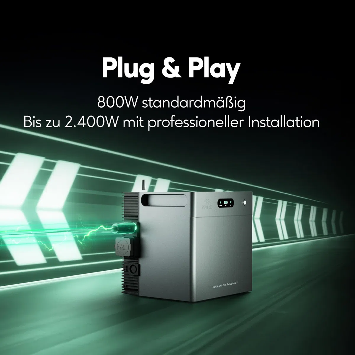 Zendure SolarFlow 2400 AC+ Balkonkraftwerk mit Speicher - Batteriespeicher für Balkonkraftwerk 2400W AC Bidirektionaler Ausgang Erweiterbar auf 16,8kWh, Plug und Play, IP65, KI-Energiemanagementsystem