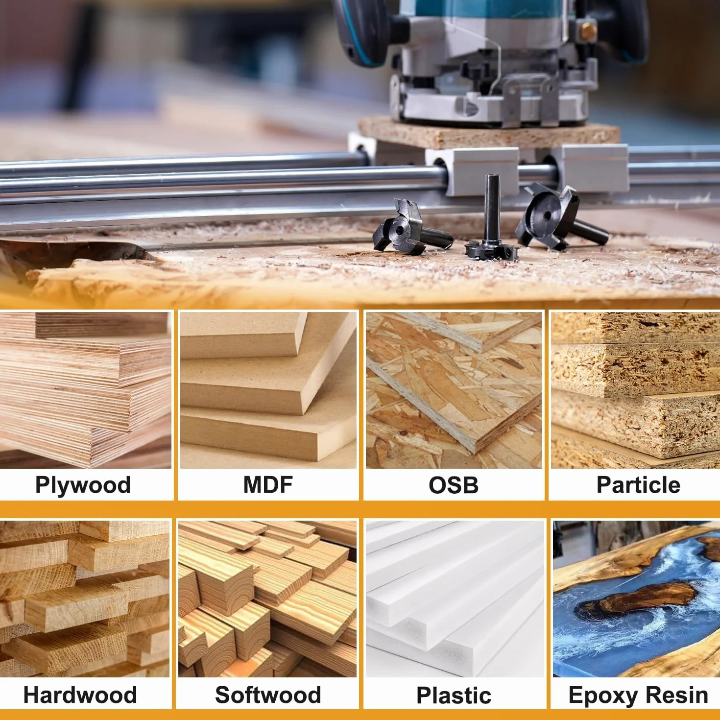 SpeTool Planfräser 8mm Schaft 38.1mm Schnittdurchmesser Planfräser mit 4 austauschbaren Hartmetallmessern (12mmx12mmx2,2mm) mit ATS Beschichtung 2+2 Wendeplatten CNC Fräser holz Flöten Oberflächenbit