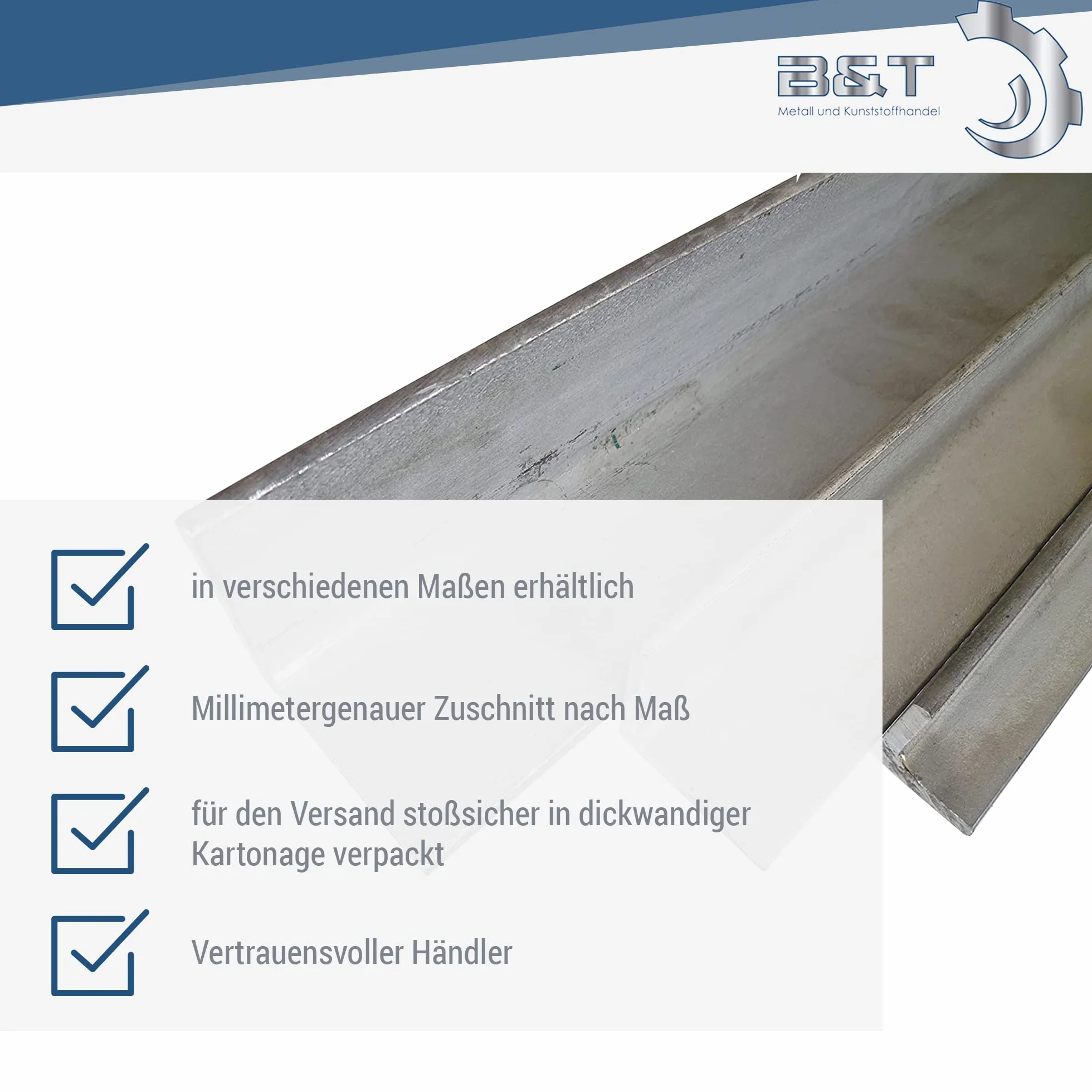 B&T Metall Edelstahl Winkel gewalzt 50x50x5 mm in Längen à 2000 mm +0/-3 mm V2A Winkel 1.4301
