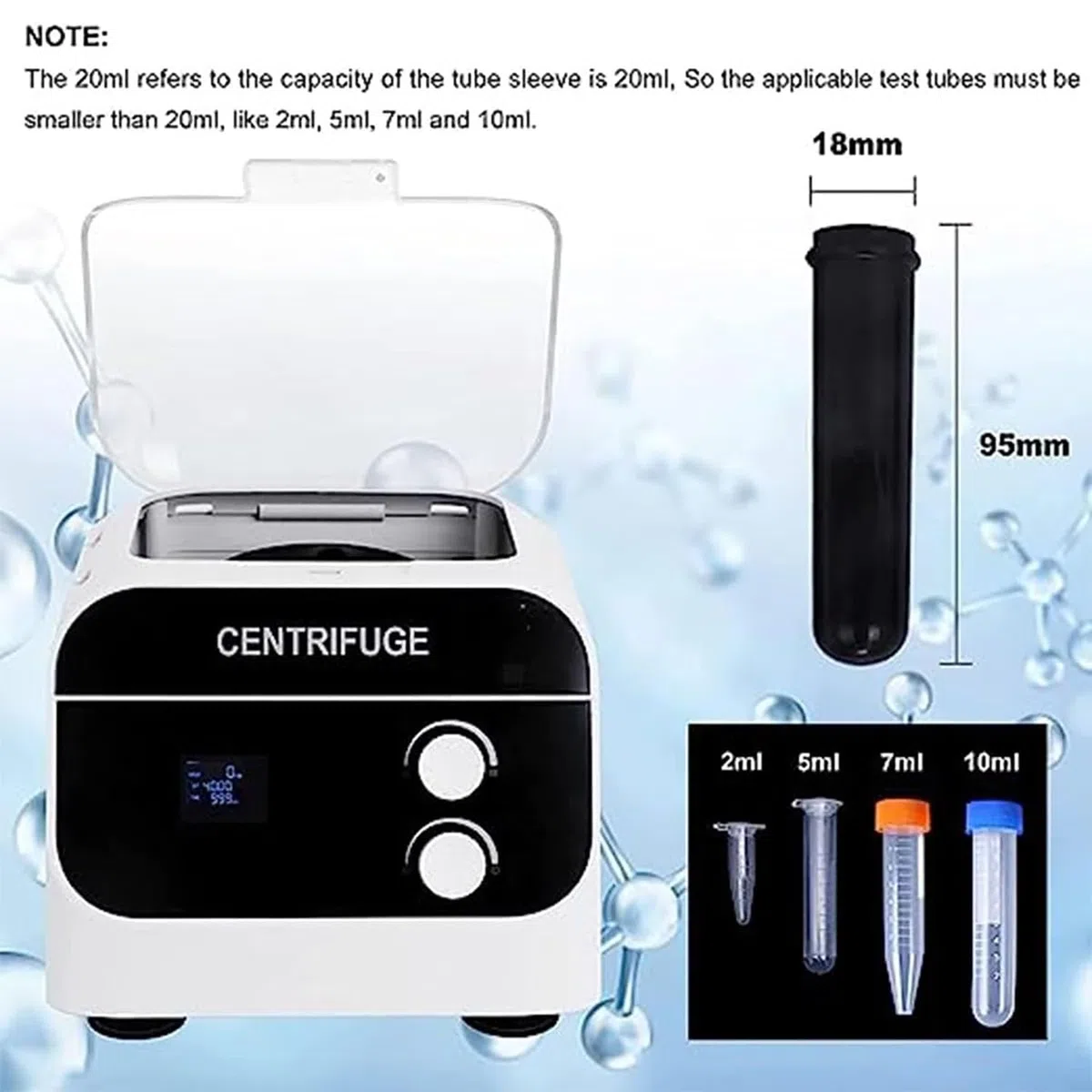 Intelligente Zentrifugenmaschine, elektrische digitale Laborzentrifuge mit 1920xg Kraft, 0-4000 U/min Geschwindigkeit & 0-99 Minuten Timer für Serum- und Fetttrennung