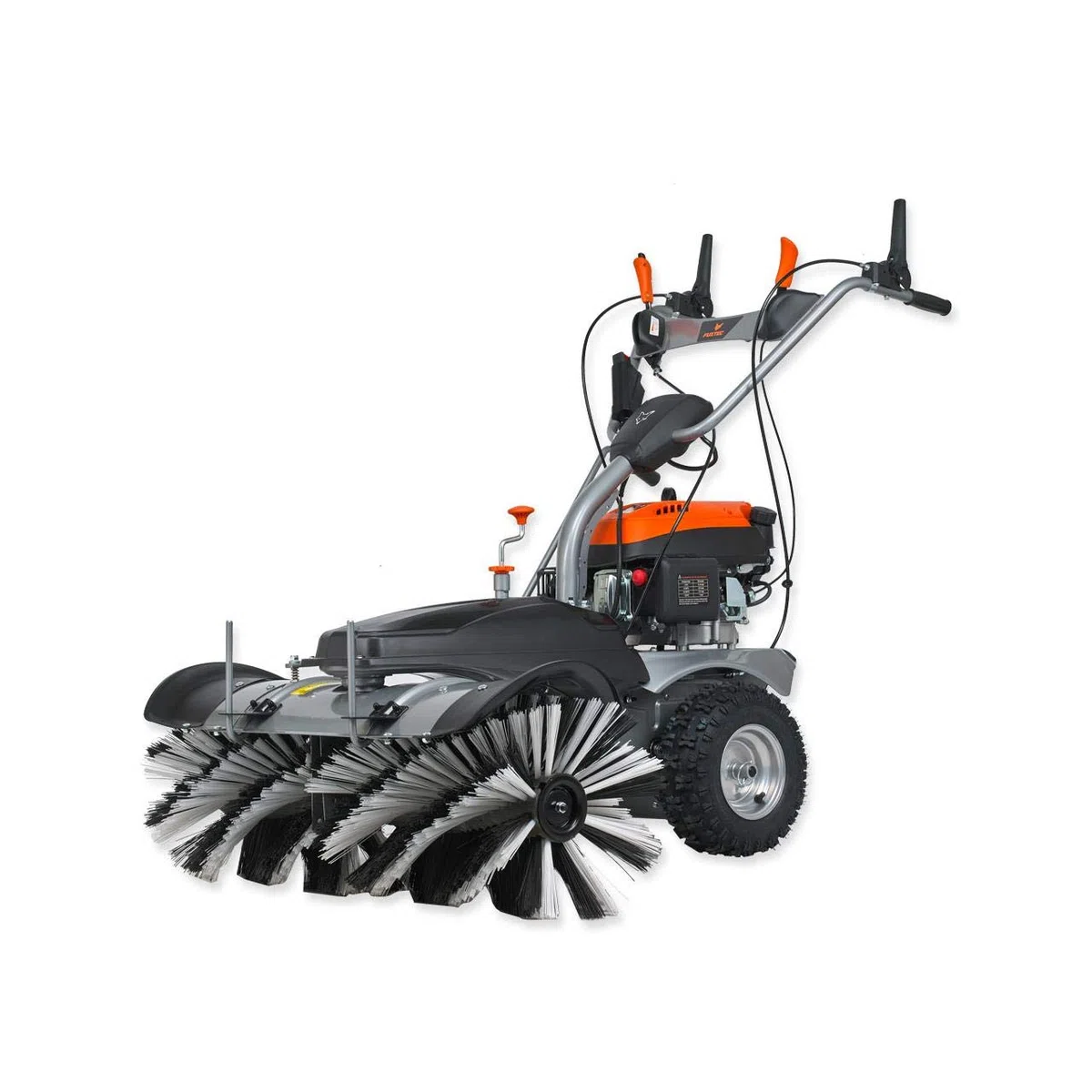 FUXTEC 4,9PS Benzin Kehrmaschine FX-KM1196 mit Bürste/Kehrbesen und 173cc Hubraum – 100cm Arbeitsbreite für große Flächen