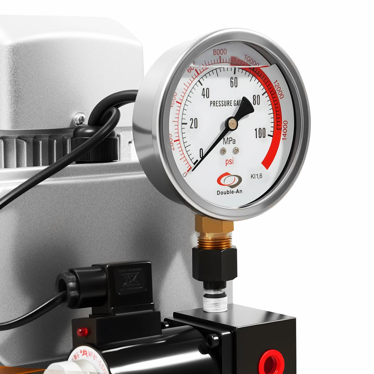 220V Elektrische Hydraulikpumpe 750W, Professionelles Hydraulikaggregat bis 70MPa/10000PSI für Hydraulikzylinder Doppelwirkend, Industrietauglich mit Manometer für Heben, Pressen Und Biegen