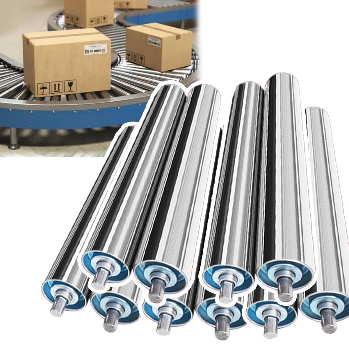 tragrollen förderband 10 Stück Lager-Ersatz-Förderrollen – 25 32 38 50 60 mm Durchmesser, langlebige Schwerkraftrolle aus Edelstahl für alle Arten von Transportprojekten, als Vorschubrollen für Metall