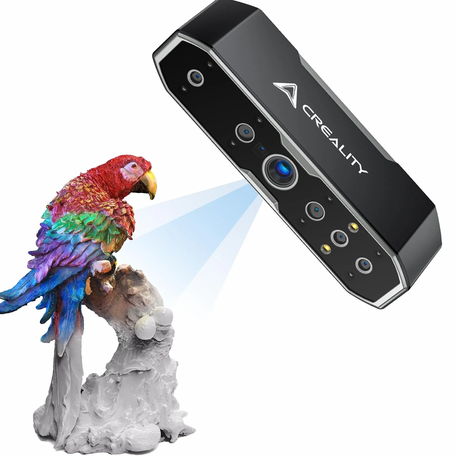 Creality CR-Scan Otter 3D Scanner, Vierlinsiges Stereosystem für 10-2000mm Objekt/Körper/Gesicht Vollfarbscannen, Bis zu 0,02mm Genauigkeit 20fps Geschwindigkeit (MacOS/Windows)