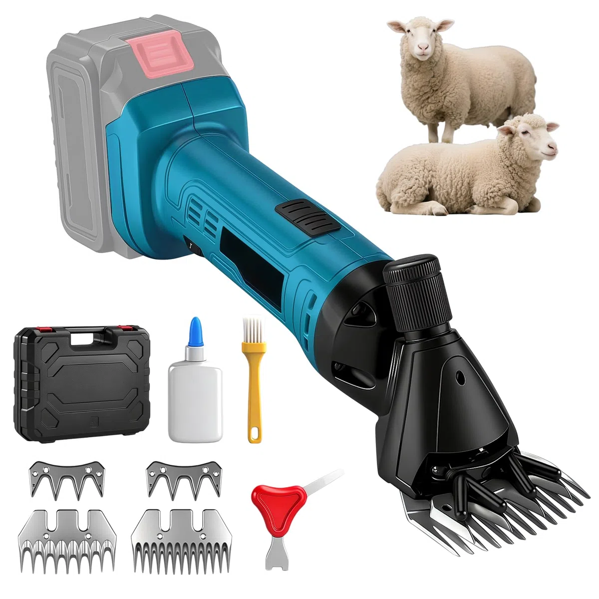 Kabellose Schafschermaschine für Makita 18 V, 2400 U/min, 6 Geschwindigkeiten, Wollschere ohne Bürste, 2 Klingen, für Schafe und Ziegen (ohne Akku)