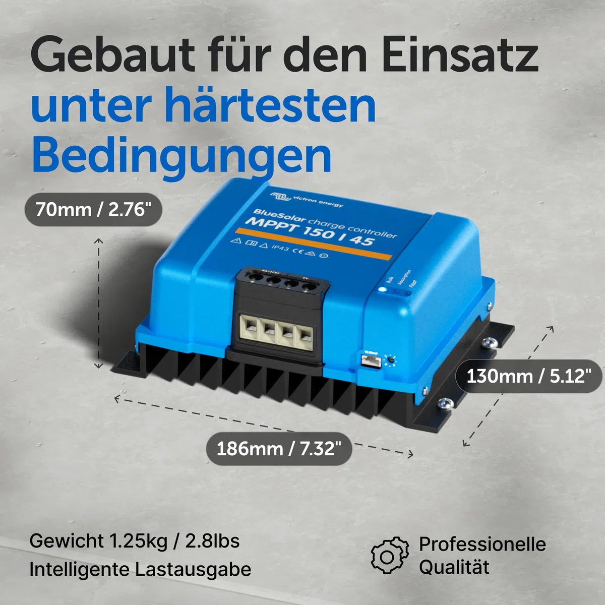 Victron Energy BlueSolar MPPT Laderegler - Solar Laderegler - 150V 45 Amp 12/24/36/48-Volt