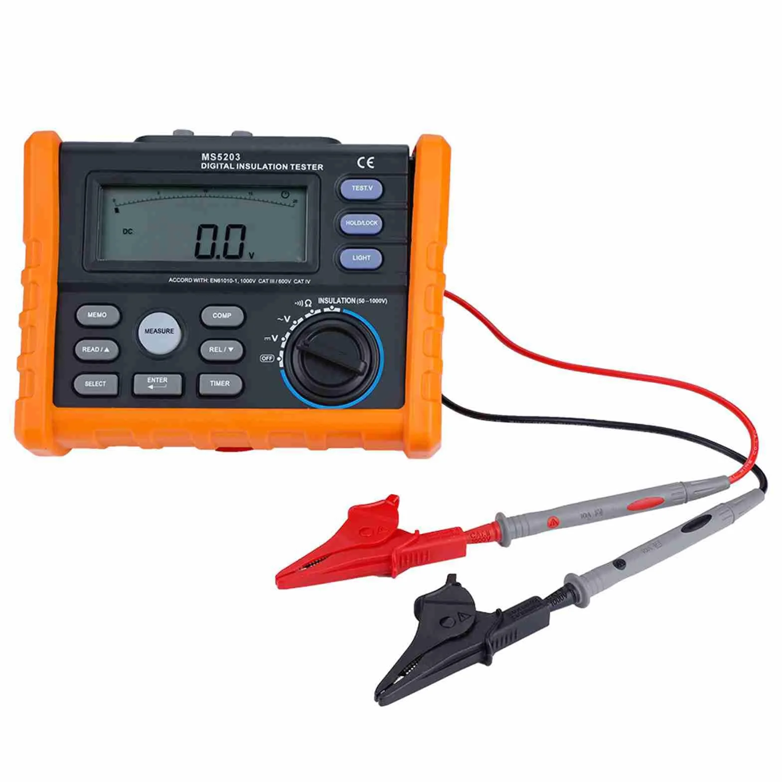 Digital Megohmmeter PM5203, Isolationswiderstandstester 50-1000V mit Analog-Display, Automatische PI/DAR-Berechnung, für Wartung von Motoren & Transformatoren (Elektriker/Servicetechniker)