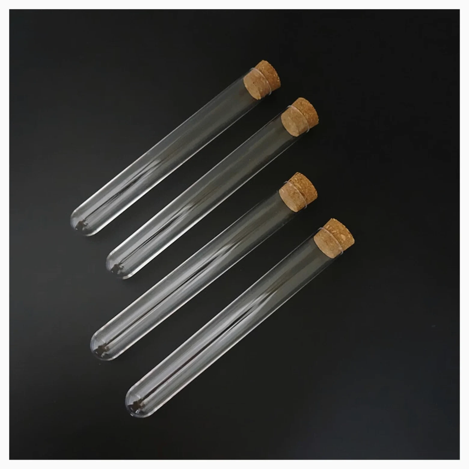 YYJzsw 10 Stück 20 Stück 50 Stück 100 Stück 20 X 150 Mm Durchsichtige Kunststoff-Reagenzgläser Mit Korkkappe For Das Labor(100pcs)