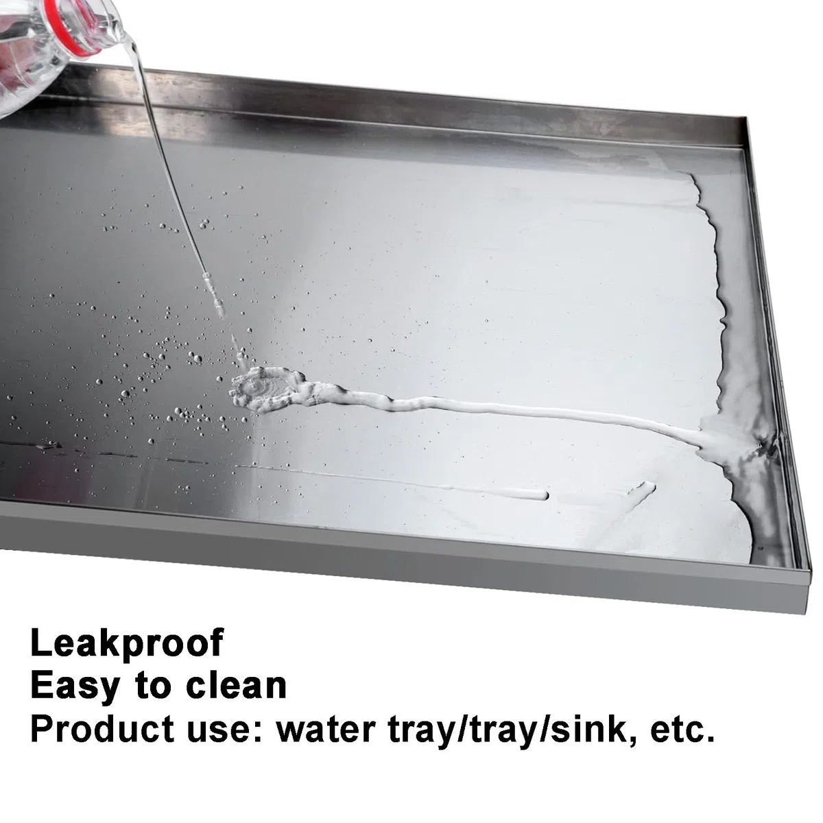 Auffangwanne Mit Ablauf, Rechteckige Edelstahl Wasserauffangschale, Hohe Auffangwanne Für Haushalt, Möbel Und Boden, Praktischer Wasserbehälter Für Küche, Pflanzen Und Badezimmer (80*60*5cm)