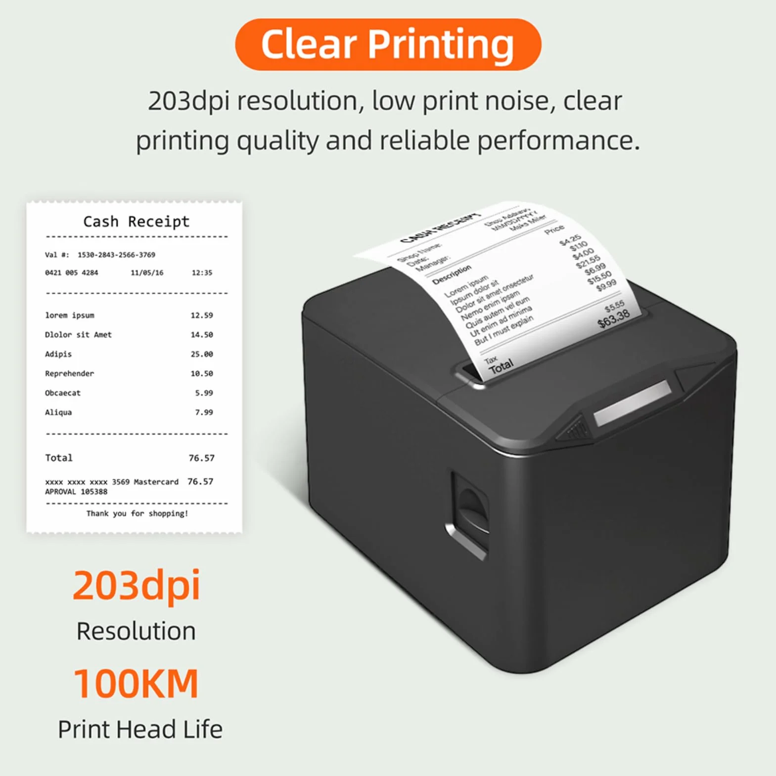 Bisofice Bondrucker 80mm, Belegdrucker Thermodrucker, USB+LAN, 220mm/s Quittungsdrucker mit ESC/POS-Befehl für Restaurants, Supermärkte, Handel