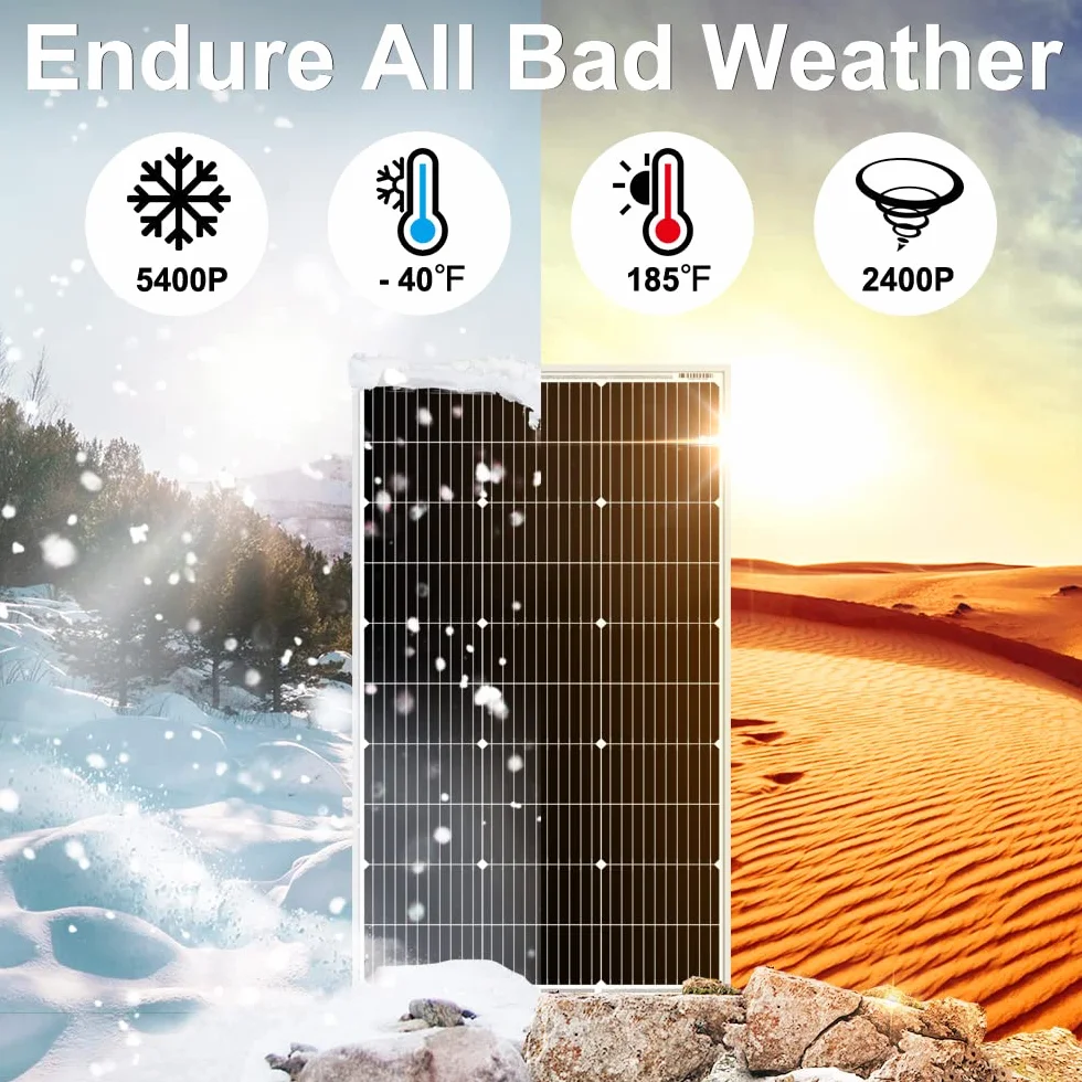 DOKIO 100W 18V Solarpanel Monokristallin - Solarmodul 100 Watt für 12V Batterien ideal für Wohnmobil, Camping, Gartenhaus