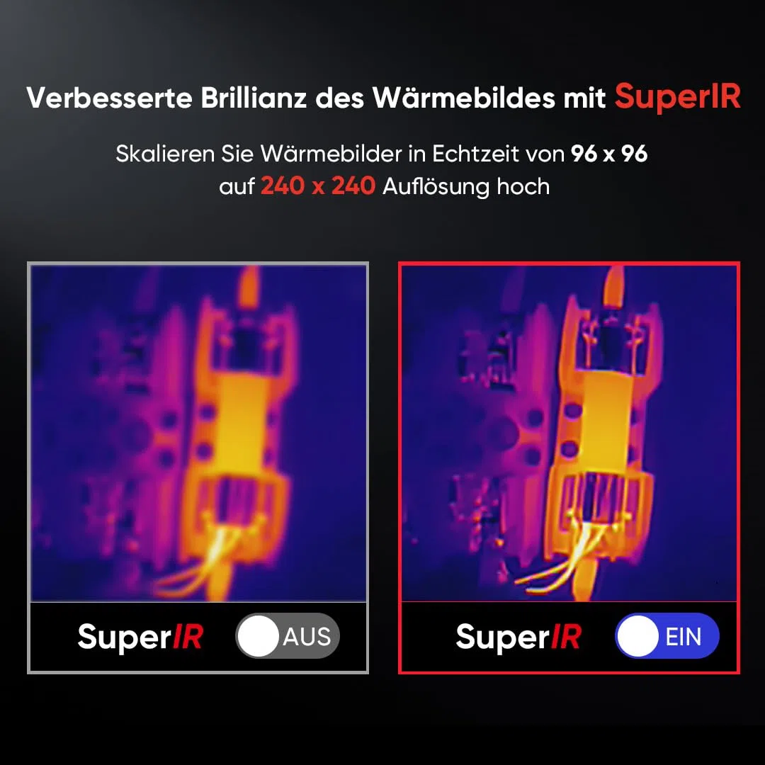 HIKMICRO E03 Kompakte Wärmebildkamera im Taschenformat 240 x 240 SuperIR-Auflösung mit visueller Kamera, 96 x 96 IR-Auflösung/9.216 Pixel, 25 Hz, 3,5" Touchscreen Wärmebildkamera, IP54, -20℃ bis 350℃