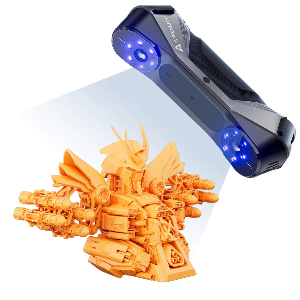 Creality CR-Scan Raptor 3D Scanner, Handscanner für 3D Drucker mit Mehrzeilen Blue & NIR Technologie, 0,02mm Genauigkeit, Anti-Schütteln-Tracking, unterstützt Objekte von 5-2000mm für Windows Mac