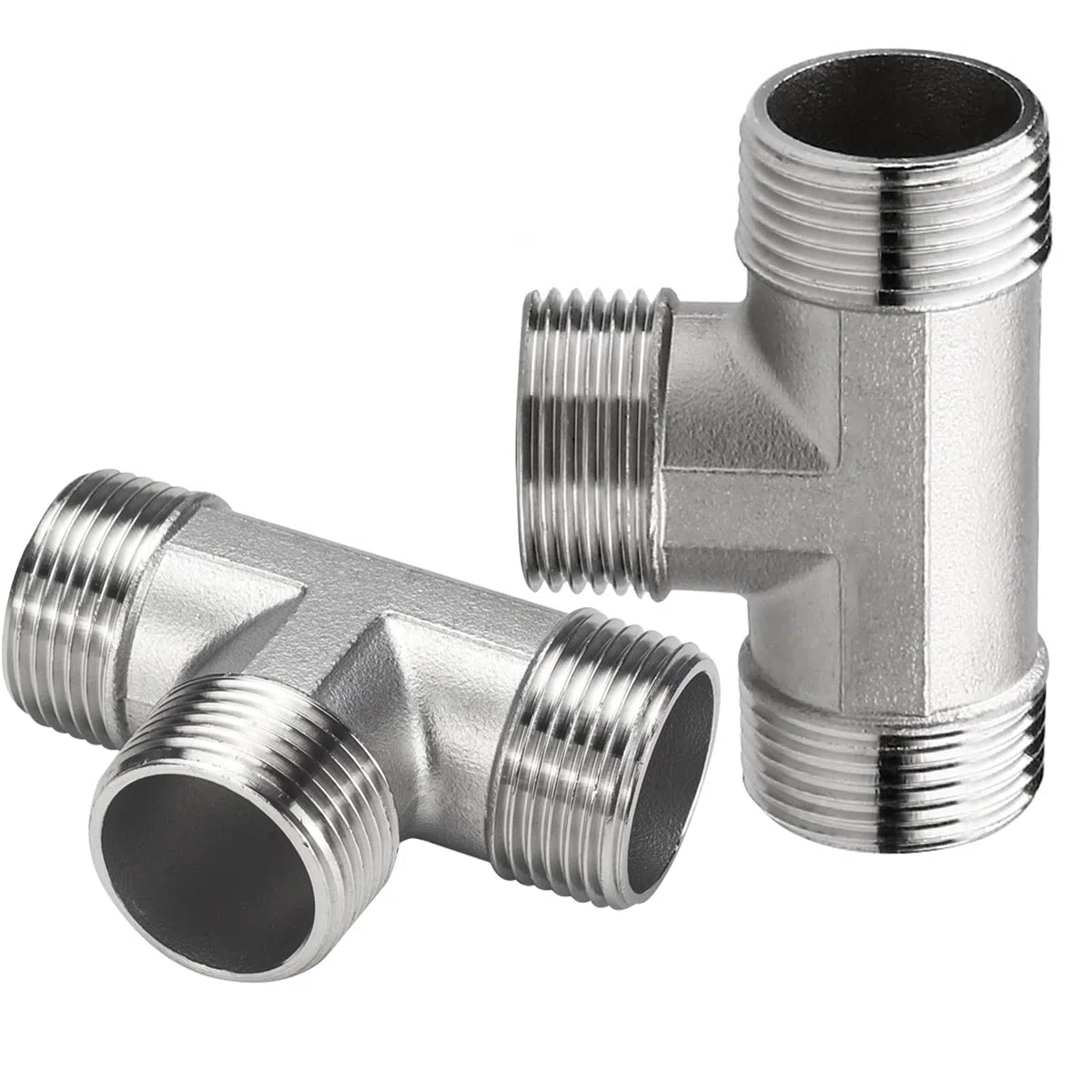 2 Stück Edelstahl T-Stück 3/4 Zoll, 3/4" AG Edelstahl 3-Wege T Verteiler, 3/4" BSP Außengewinde T förmig, DN20 T-Stücks Wasseranschluss, 3 Wege T-Verbindungsstück, 3 Wege T-Verbinder für Sanitär