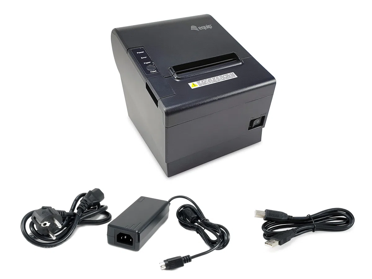 Equip 351004 80-mm-Thermo-POS-Belegdrucker mit automatischer Schneidevorrichtung, USB-/Bluetooth-/WiFi-/Kassenschubladen-Anschluss