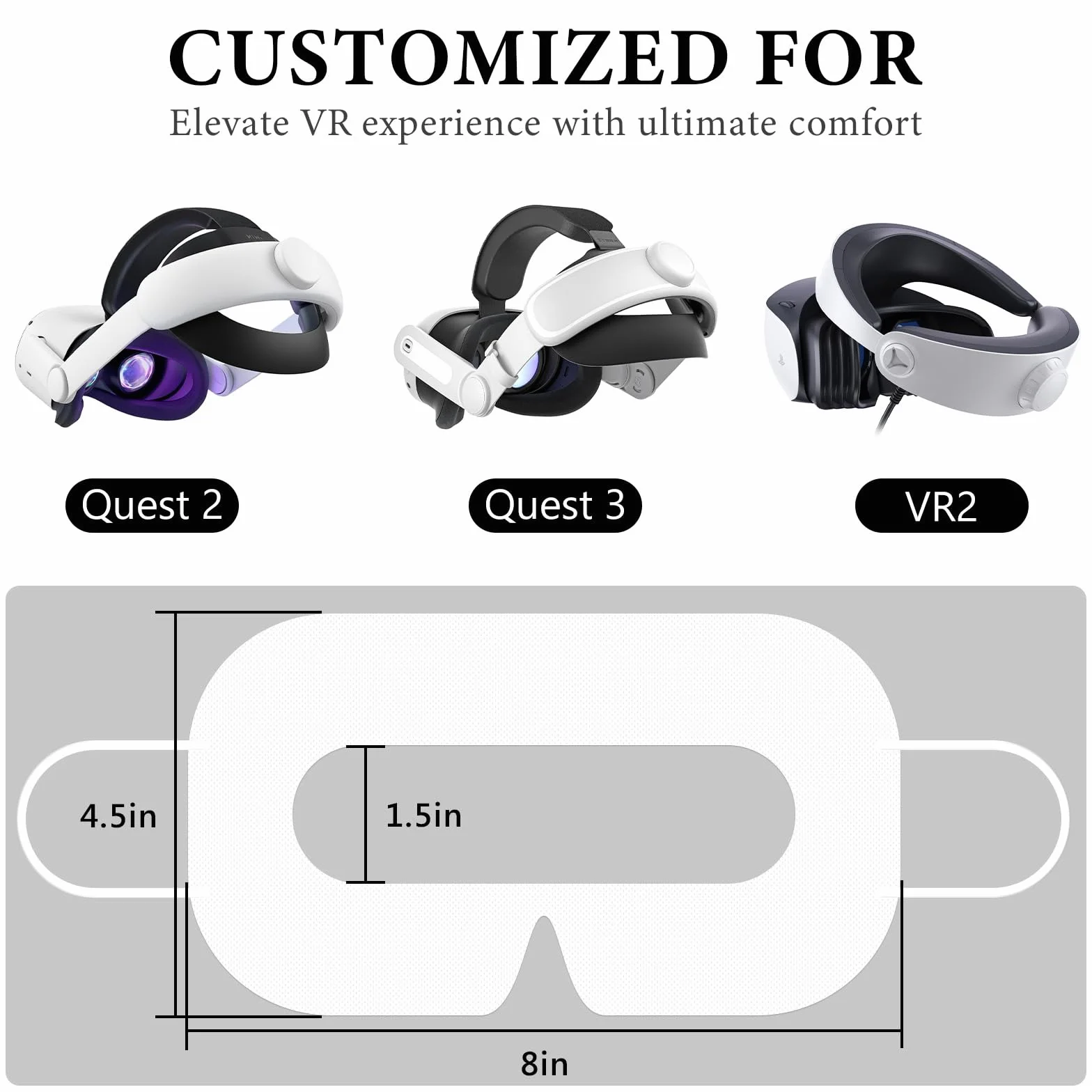 Geekria VR-Maske, Einweg-Gesichtsabdeckung, kompatibel mit Meta Quest 3, Quest 2, Quest Pro, PSVR 2, PICO 3, PICO 4, Schutzpolster für VR-Augenabdeckung, Weiß, 100 Stück