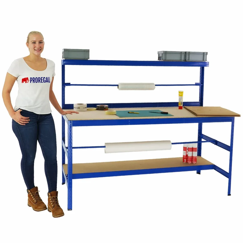 Packtisch Tiger HxBxT 150x180x75 cm preiswert und hochwertig mit 300 kg Traglast 5 Jahre Garantie von Proregal Werktisch Arbeitstisch Lagereinrichtung Werkstatteinrichtung