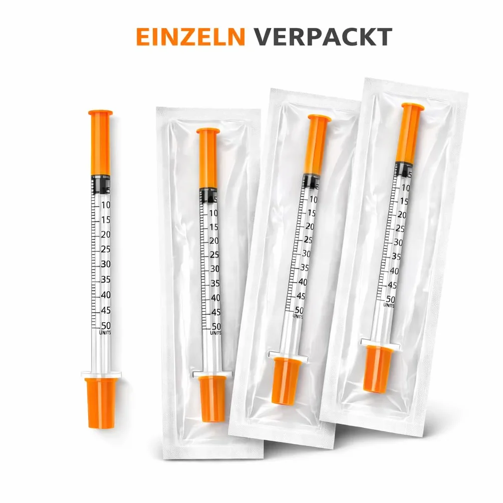 100 Stück 0,5 ml U100 Präzisions-Dosiertubes 31G x 5/16" (0,25 x 8 mm), einzeln verpackt für Labor und technische Anwendungen