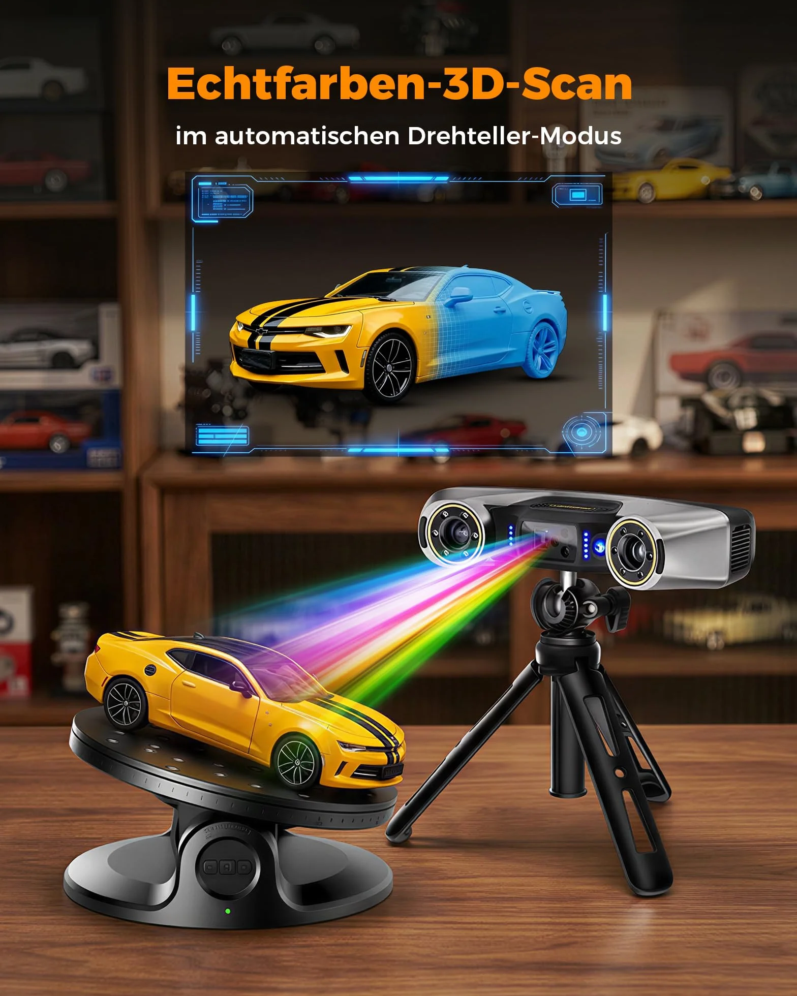 Revopoint MetroY Pro 3D Scanner, Professioneller Blaulaser 3D Laserscanner für 3D-Druck, Reverse Engineering, CAD-Modellierung & Qualitätsprüfung, 0,01 mm Präzision, 62 Linien Vollfeld, Wi-Fi 6