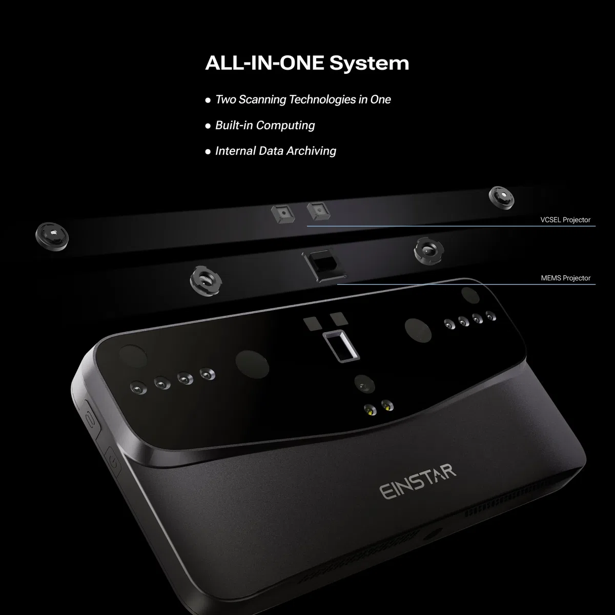 SHINING 3D EINSTAR VEGA Kabelloser 3D-Scanner, All-in-One Handgerät, Duale Technologie für kleine bis große Objekte, 48MP Farbe, Kompatibel mit Win/Mac, 32 GB